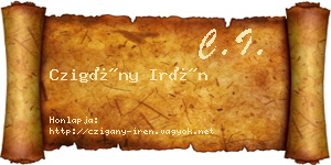 Czigány Irén névjegykártya